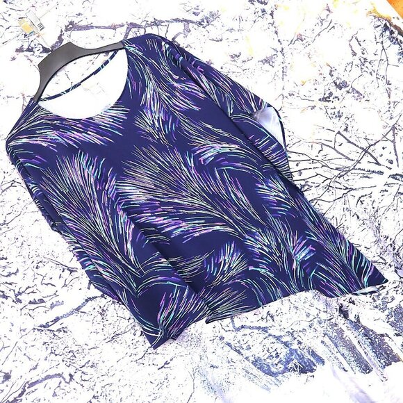 WATERCOLOR SHEER BLOUSE S/M Chico's Swim Cover Vacation Beach Bright Dopamine - Picture 1 of 7